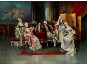 Höfisches Interieur Mit Galanter Gesellschaft by A. STEPHAN - auction artwork with signature