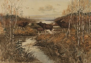 Landskap Med älgar by Paul ROSANOWSKI - auction artwork with signature