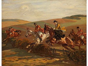 Reitgesellschaft Beim Springreiten by Angelo JANK - auction artwork with signature
