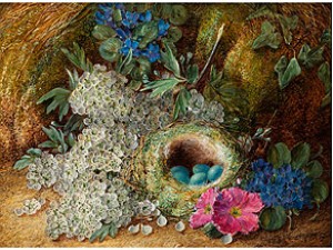 Waldstück Mit Blumenstilleben Und Nest by Vincent CLARE - auction artwork with signature