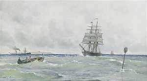Kustmotiv Med Segelfartyg Och ångfartyg by Anna PALM DE ROSA
