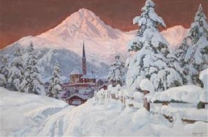 View Of Axam In The Lizum by Alois ARNEGGER
