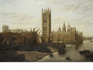 The Houses Of Parliament From The Thames by William Robert LATTA