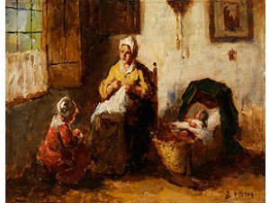 Holländisches Interieur Mit Junger Mutter by Bernard De HOOG