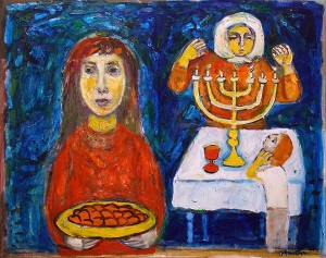 Hanukkah Feast by Irving AMEN - auction artwork with signature