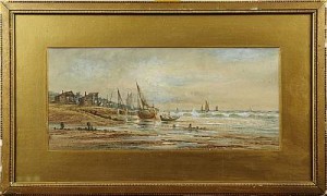 Kustscen Med Båtar by Thomas MORTIMER - auction artwork with signature