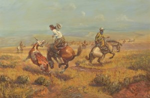 Lesson For A Bronc by Bill CHAPPELL - auction artwork with signature