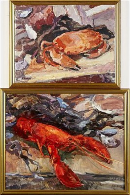 (2) Skaldjursstilleben by ESSEEN - auction artwork with signature