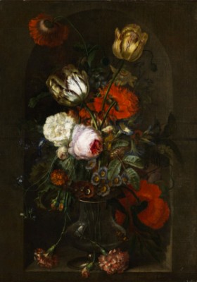 Stilleben Mit Rosen, Tulpen, Winden Und Tagetes by Jan Van HUYSUM