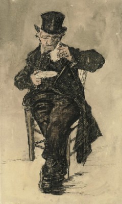 Orphan Man With A Top Hat Drinking A Cup Of Coffee by Vincent Van GOGH