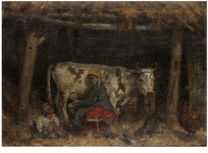 The Dairymaid by Konstantin Apollonov SAVITSKY - auction artwork with signature