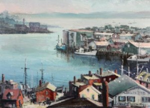 Gloucester Harbor Scene by Ward MANN - auction artwork with signature
