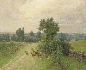 Tending The Hens by Edouard PAIL