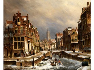 Blick Auf Eine Flämische Stadt Im Winter by Oene Romkes De JONGH
