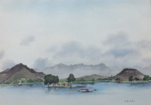 Lake Dal, Kashmir by Adolf Arthur DEHN - auction artwork with signature
