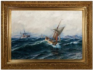 Skipstrafikk Utenfor Den Norske Kyst by Hjalmar JOHNSSEN - auction artwork with signature