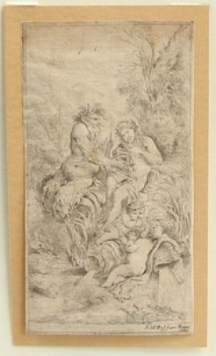 Yngling Spelandes Flöjt För Satyr by Giovanni Benedetto CASTIGLIONE - auction artwork with signature