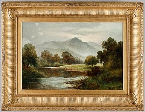 Flodlandskap Med Fiskande Man by W. R. WHITBY - auction artwork with signature