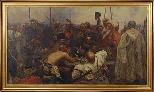 Kosackerna Skriver Ett Hånfullt Brev Till Sultanen, by Ilya Efimovich REPIN