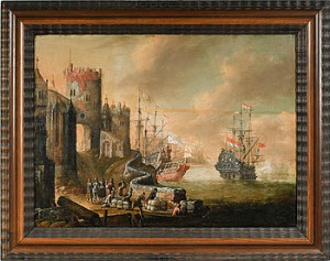 Hamnmotiv Med Segelfartyg Vid Portar Till Medeltida Stad by Abraham Jansz STORCK