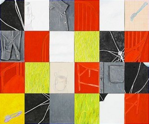 Untitled, Blandteknik På Fyra Pannåer, 25 X 122 Cm Vardera. by Susan WEIL