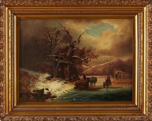 Vinterlandskap Med Figurer by Charles IBBETSON - auction artwork with signature