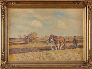 Landskap Med Hästplöjning by Børge Christoffer NYROP - auction artwork with signature
