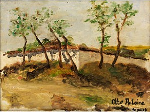 Junge Bäume Vor Einer Gartenmauer by Otto ANTOINE - auction artwork with signature