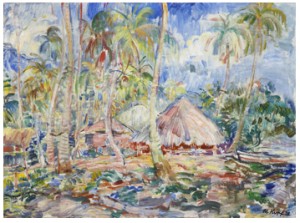 Hyddor Under Palmer - Motiv Från Tahiti by Maxim KOPF