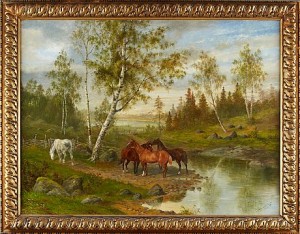 Hästar - Motiv Från Furusund by John SUNDBERG - auction artwork with signature