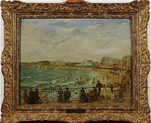 La Grande Plage Biarritz by Henri Jean Pierre LOUBAT - auction artwork with signature