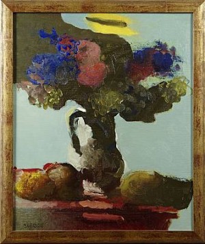 Stilleben Med Blommor Och Frukt by Roland BIERGE
