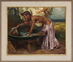 Tvättande Kvinna by Richard Durando TOGO - auction artwork with signature