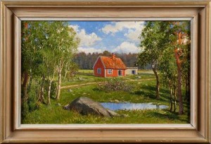Den Röda Stugan by Seth NILSON - auction artwork with signature