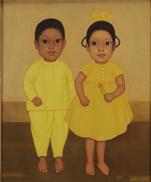 Los Quatas Amerillo by Gustavo MONTOYA - auction artwork with signature