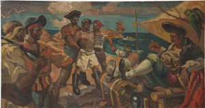 Buccaneers On A Beach by Frank Howard BOWERS - auction artwork with signature