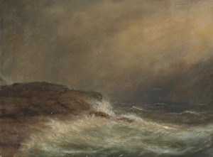 View Of Castle Rock Marblehead Neck, N.e. Storm by Clement DREW