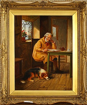 Interiör Med Tedrickande Man by Alexander AUSTEN