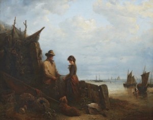 Kustmotiv Med Kurtis Vid Näten by Edward Robert SMYTHE - auction artwork with signature