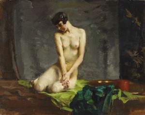 Kauernde (akt Auf Grünem Tuch) by Rudolf NISSL