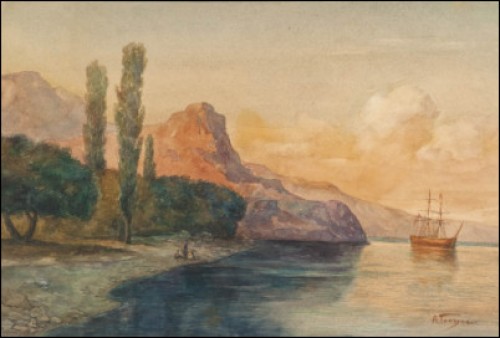 A Crimean Landscape by Alexei GANZEN - auction artwork with signature