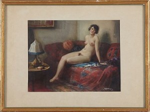 Modell Vid Soffa by Carl KRAWE