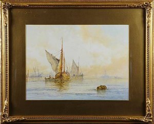 Aldrington Harbour by J. HILL - auction artwork with signature