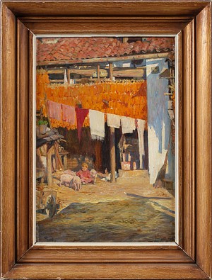 Gårdsinteriör Med Barn Och Kultingar by Giovanni GIANI - auction artwork with signature