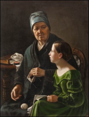 The Knitting Lesson by Johan Erik LINDH