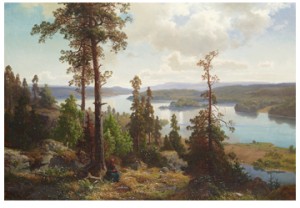 Insjölandskap Med Rastande Kvinna by Edward BERGH