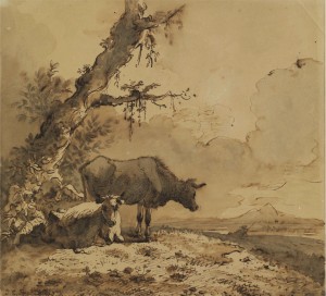 Entspannte Kühe by Johann Lorenz RUGENDAS - auction artwork with signature