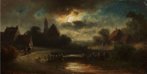 Dorfansicht In Der Abenddämmerung by Anton DOLL