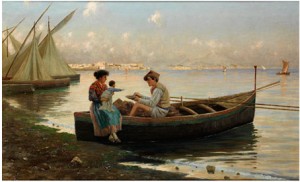 Fischerfamilie Im Kahn Im Golf Von Neapel by Giulio AMODIO - auction artwork with signature