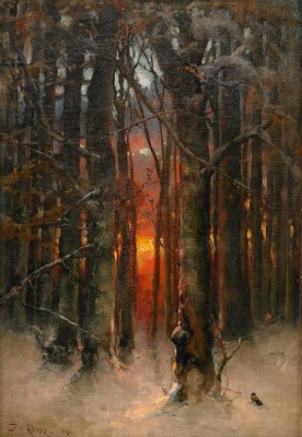 Sunset In The Winter Forest by Yuliy Yulyevich KLEVER